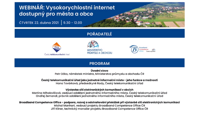 Webinář - Vysokorychlostní internet dostupný pro města a obce